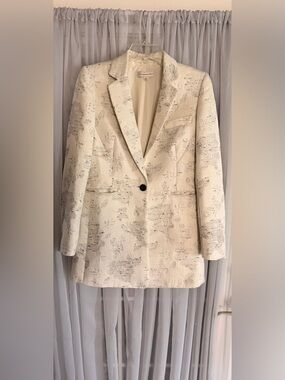 Katherine Kelly Cream Textured Single-Button Blazer Size 2